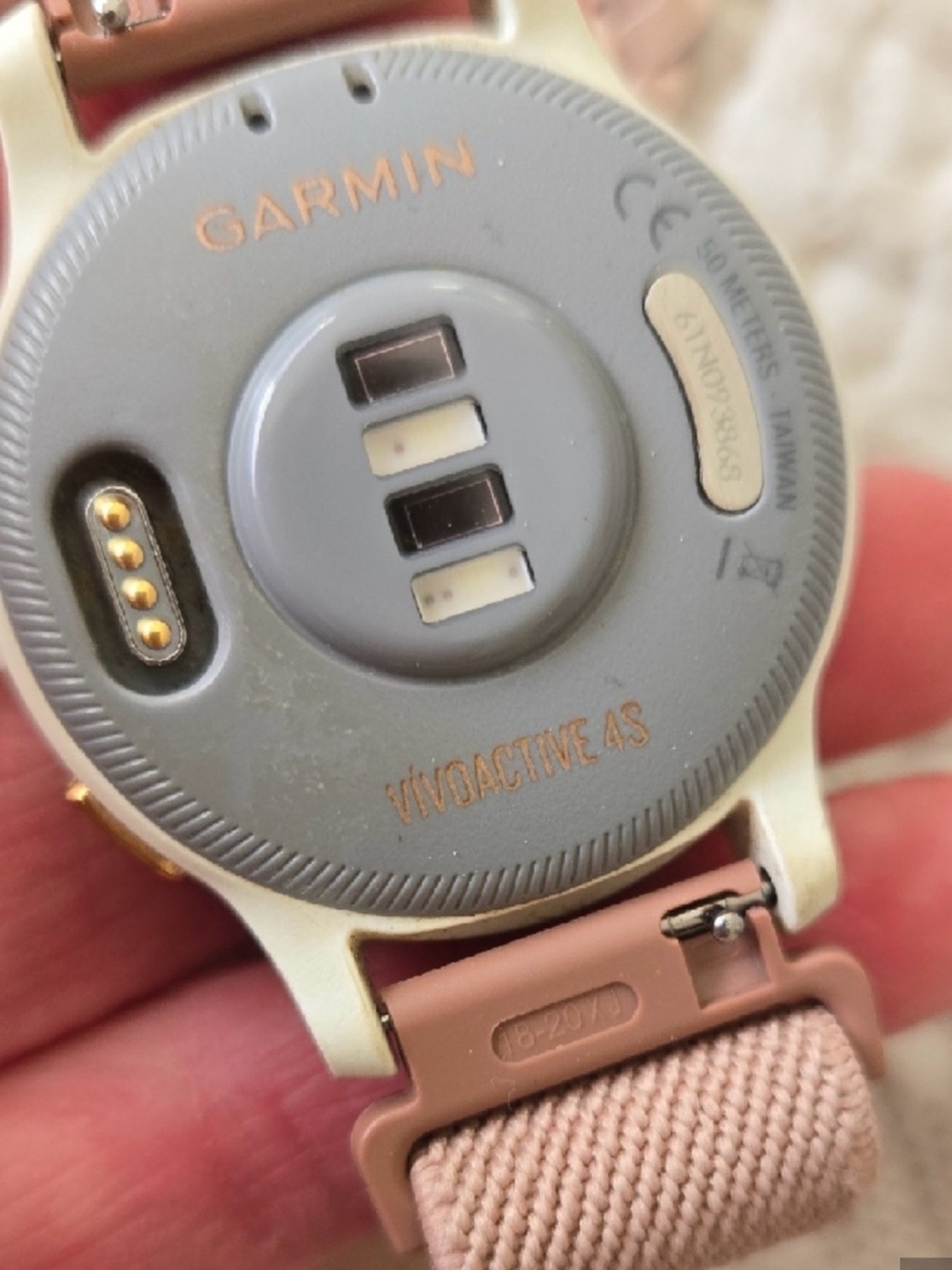 Garmin Vivoactive 4S Smartwatch - Rose Gold Case with Pink, & white bands